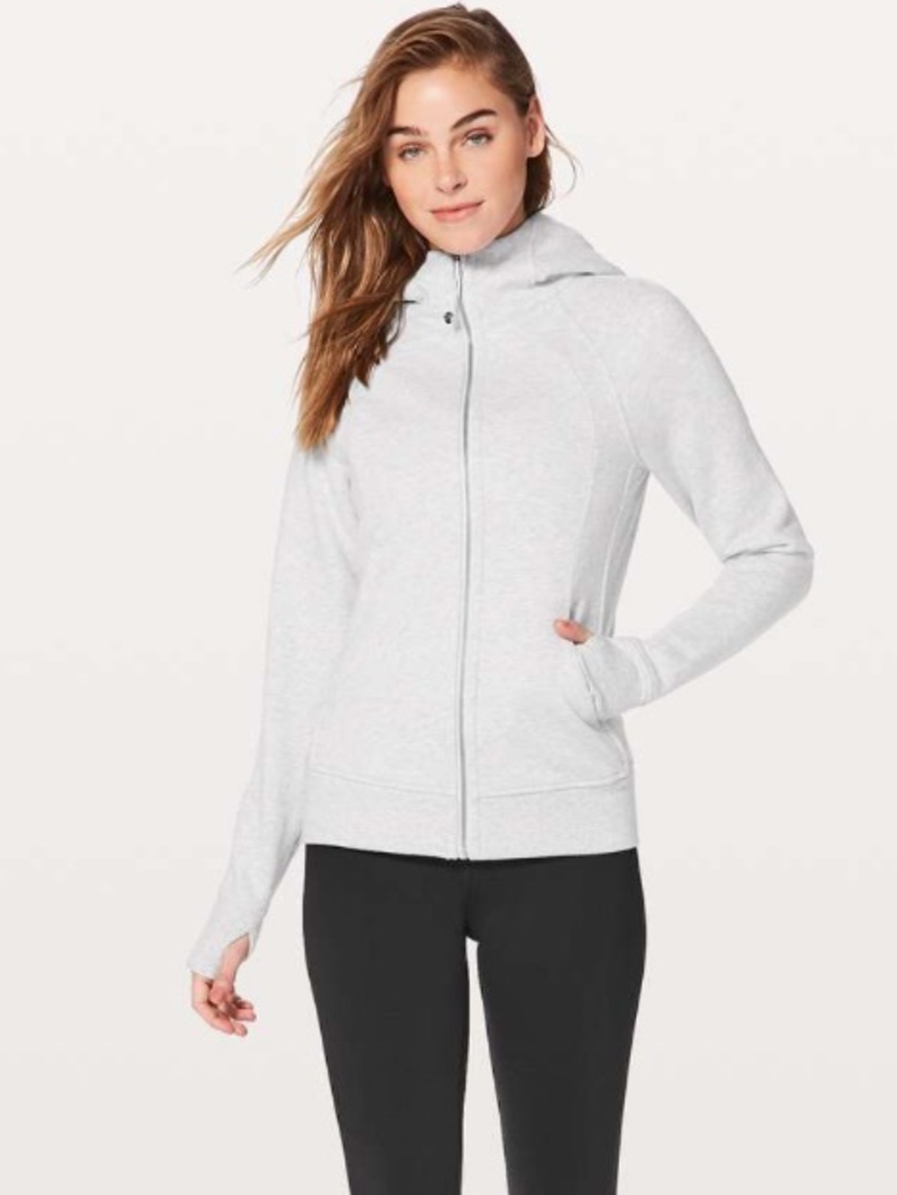 ALO Yoga Heather Gray Zip Front Hoodie Jacket